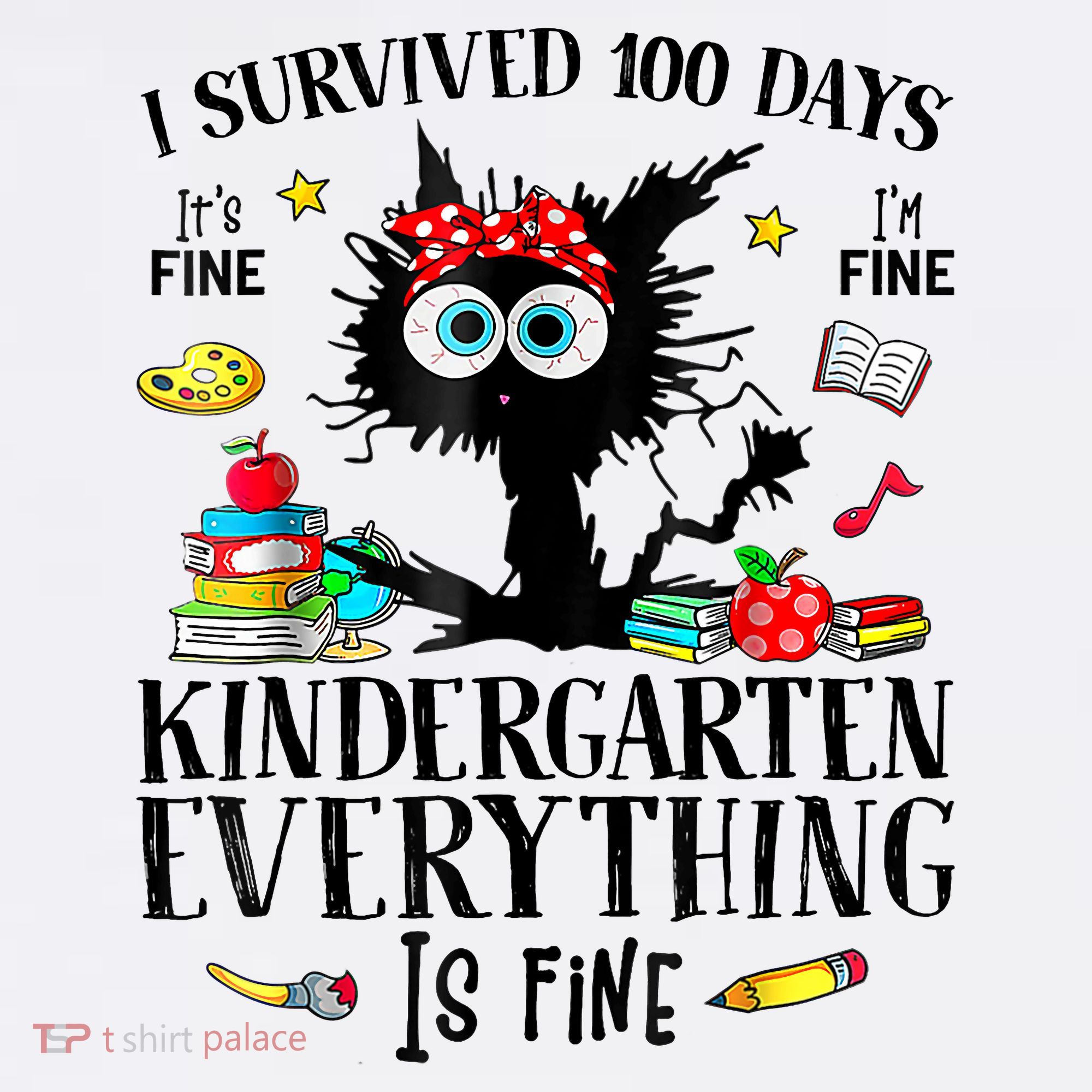 I Survived 100 Days Of Kindergarten Teacher & Student Funny Cat Mousepad