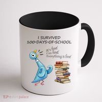 I Survived 100 Days Of School Pigeon 100th Day Coffee Mug thumb 1