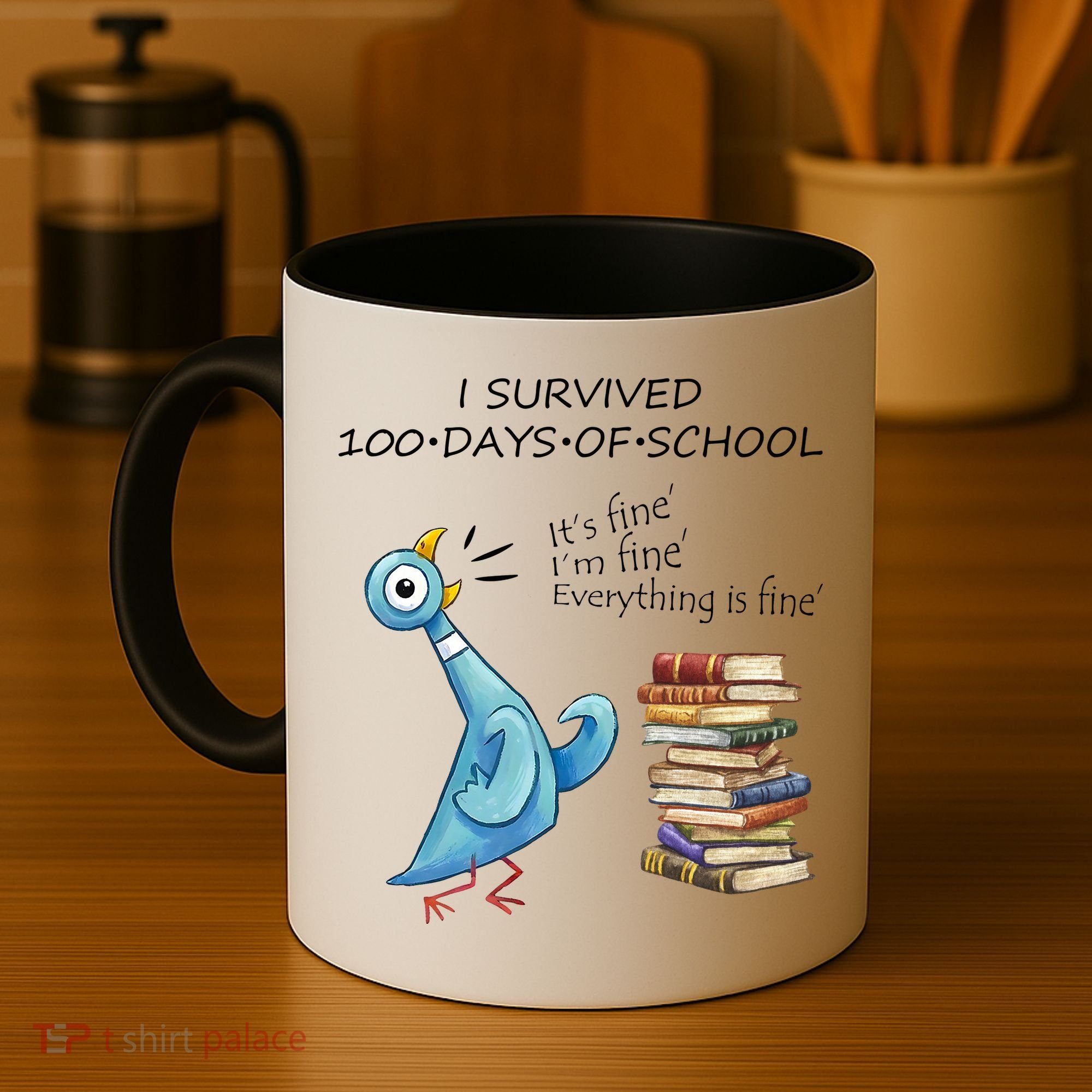 I Survived 100 Days Of School Pigeon 100th Day Coffee Mug