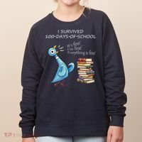 I Survived 100 Days Of School Pigeon 100th Day Women's Sweatshirt thumb 0