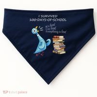I Survived 100 Days Of School Pigeon 100th Day USA-Made Doggie Bandana thumb 0