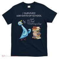 I Survived 100 Days Of School Pigeon 100th Day T-Shirt thumb 0
