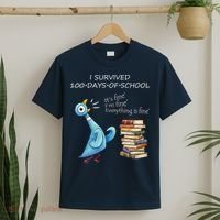 I Survived 100 Days Of School Pigeon 100th Day T-Shirt thumb 2