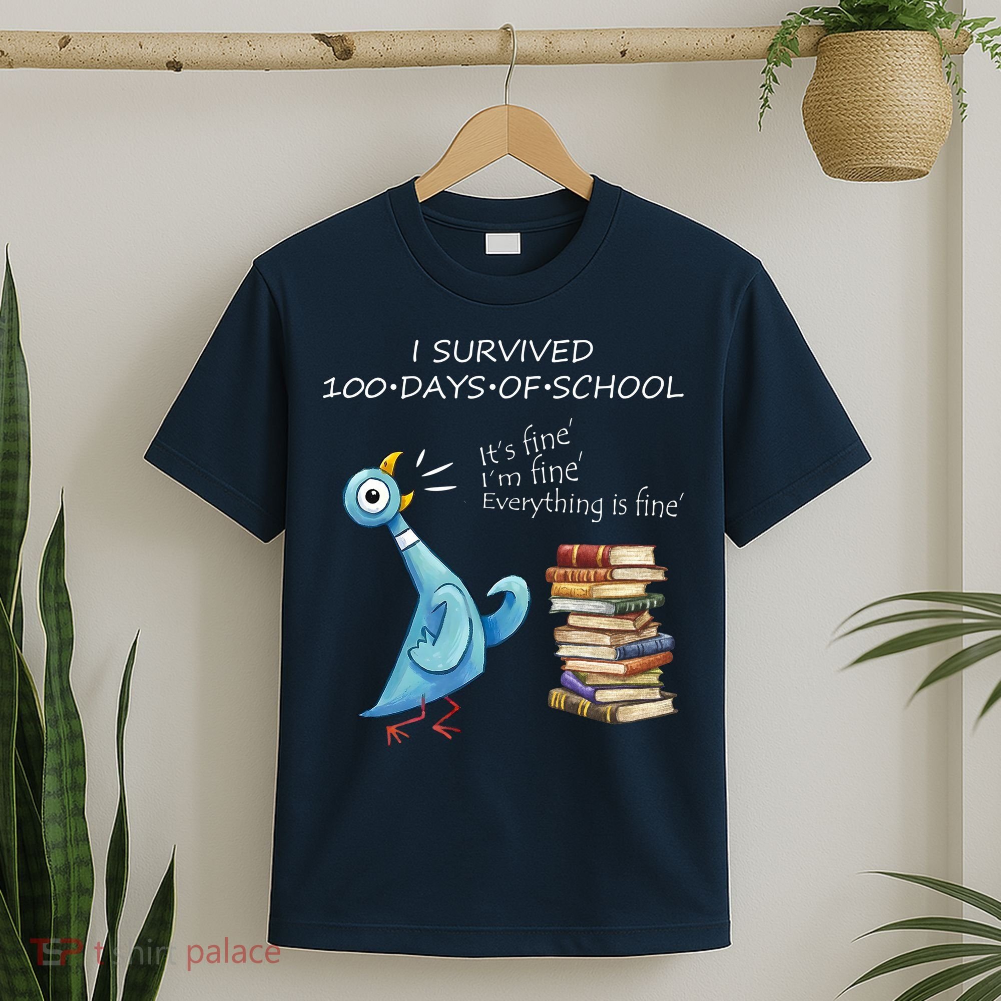 I Survived 100 Days Of School Pigeon 100th Day T-Shirt