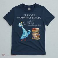 I Survived 100 Days Of School Pigeon 100th Day T-Shirt thumb 5