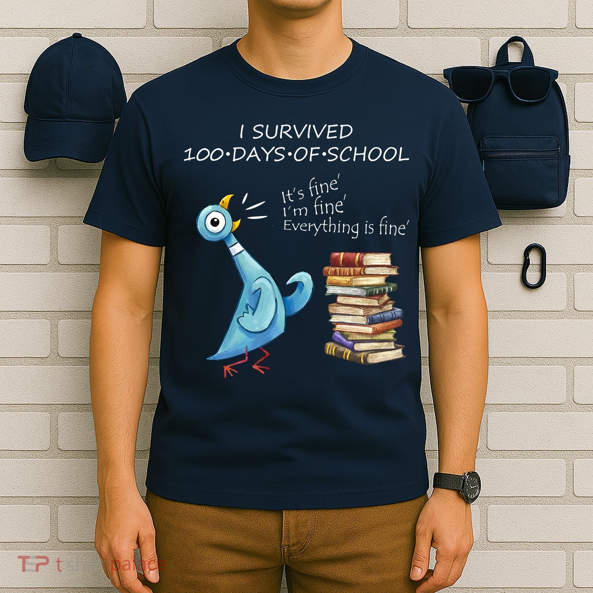 I Survived 100 Days Of School Pigeon 100th Day T-Shirt