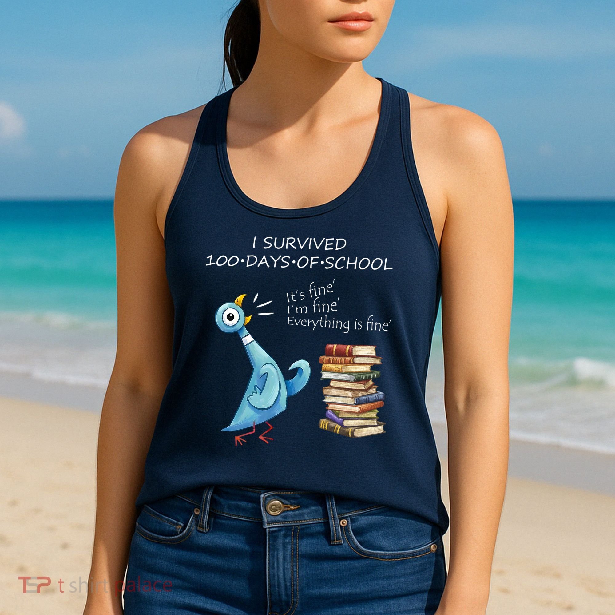 I Survived 100 Days Of School Pigeon 100th Day Women's Tank Top