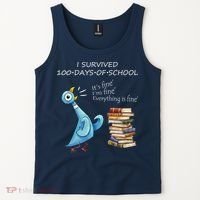 I Survived 100 Days Of School Pigeon 100th Day Tank Top thumb 2