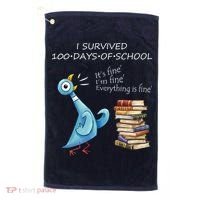 I Survived 100 Days Of School Pigeon 100th Day Golf Towel thumb 0