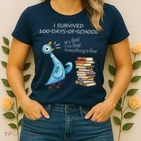 I Survived 100 Days Of School Pigeon 100th Day Women's T-Shirt thumb 2