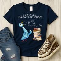 I Survived 100 Days Of School Pigeon 100th Day Women's T-Shirt thumb 3