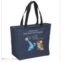 I Survived 100 Days Of School Pigeon 100th Day Tote Bag thumb 2