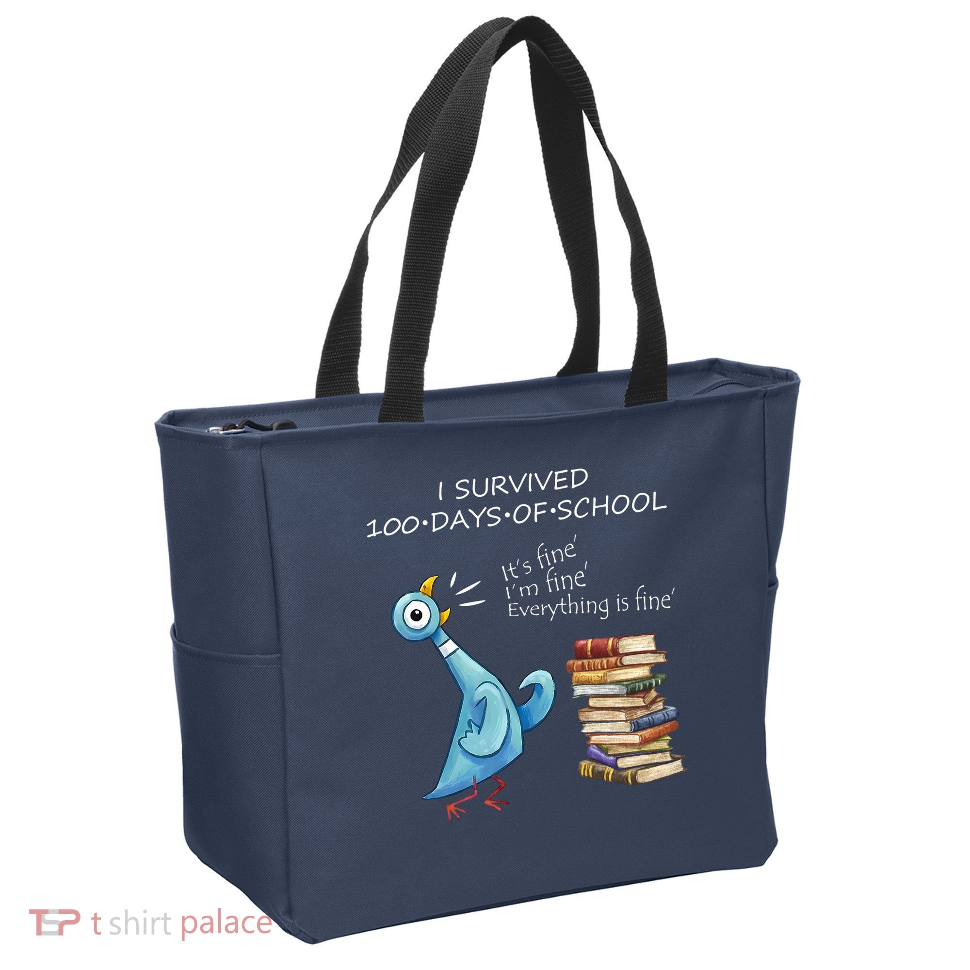 I Survived 100 Days Of School Pigeon 100th Day Tote Bag