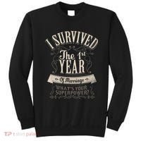 I Survived 1st Year Marriage First Wedding Anniversary Sweatshirt thumb 0