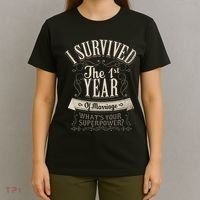 I Survived 1st Year Marriage First Wedding Anniversary T-Shirt thumb 4