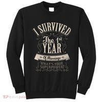I Survived 1st Year Marriage First Wedding Anniversary Gifts Sweatshirt thumb 0