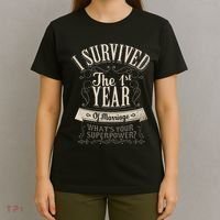 I Survived 1st Year Marriage First Wedding Anniversary Gifts T-Shirt thumb 4