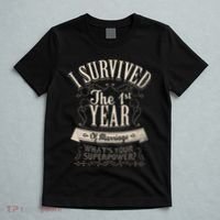 I Survived 1st Year Marriage First Wedding Anniversary Gifts T-Shirt thumb 5