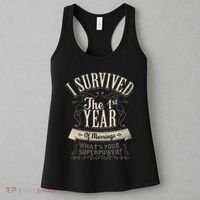I Survived 1st Year Marriage First Wedding Anniversary Gifts Women's Tank Top thumb 3