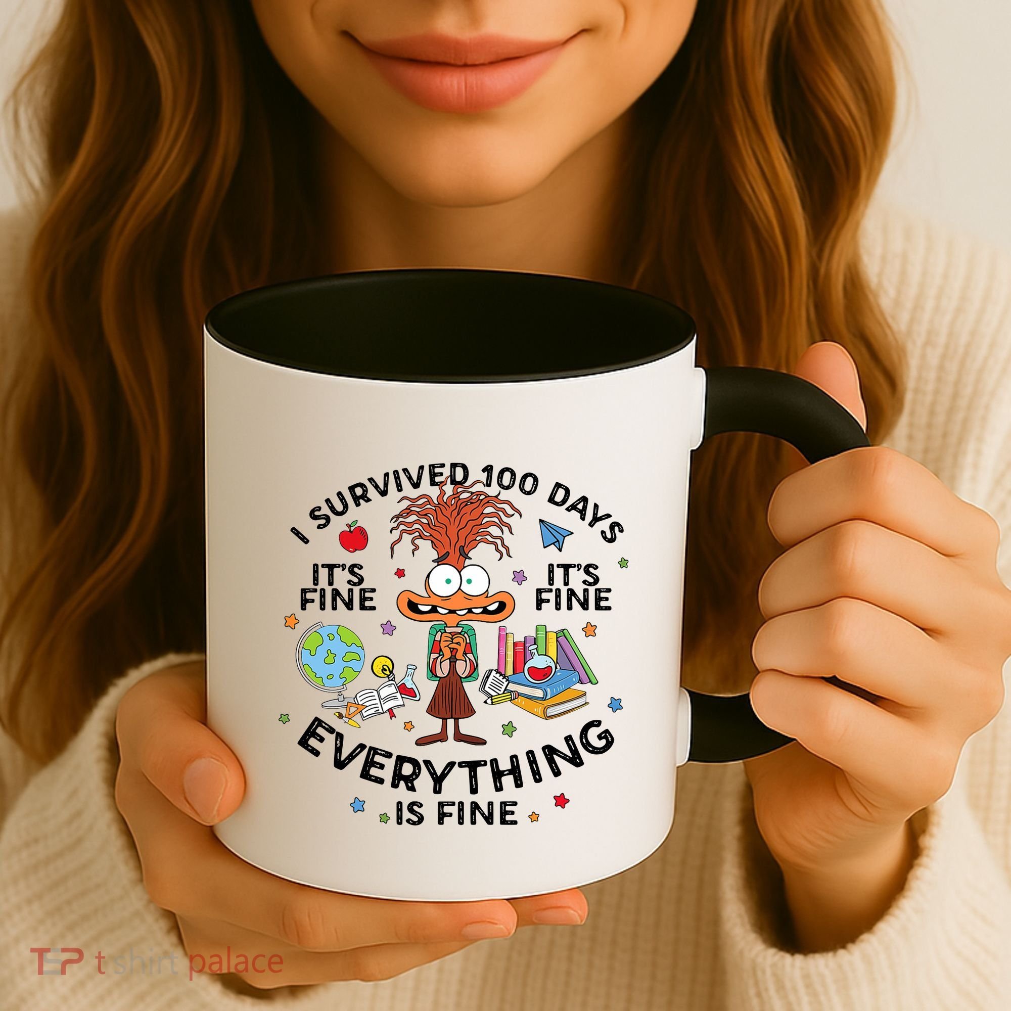 I Survived 100 Days Of School ItS Fine Everything Is Fine Coffee Mug