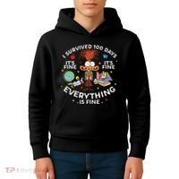 I Survived 100 Days Of School ItS Fine Everything Is Fine Kids Hoodie thumb 4