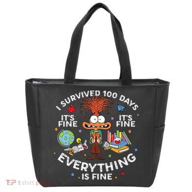 I Survived 100 Days Of School ItS Fine Everything Is Fine Tote Bag