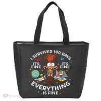 I Survived 100 Days Of School ItS Fine Everything Is Fine Tote Bag thumb 0