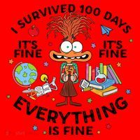 I Survived 100 Days Of School ItS Fine Everything Is Fine Santa Hat thumb 1