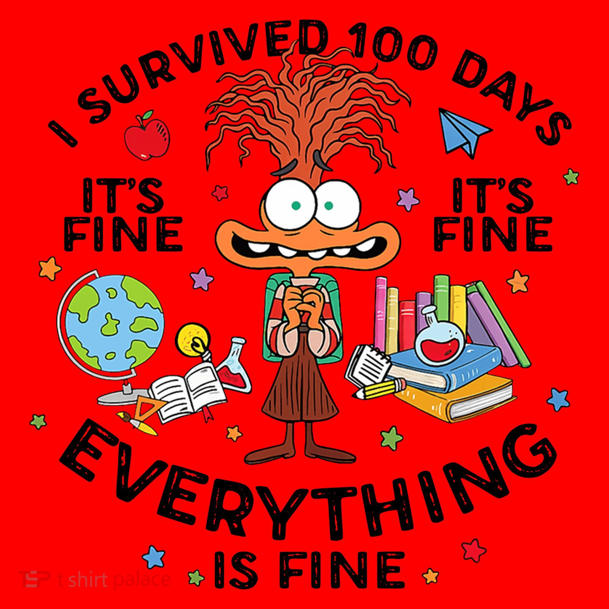 I Survived 100 Days Of School ItS Fine Everything Is Fine Santa Hat