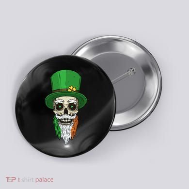 Irish Bearded Skull Button