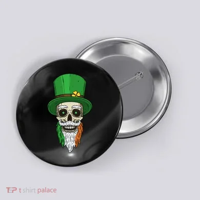 Irish Bearded Skull Button