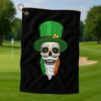 Irish Bearded Skull Golf Towel thumb 1