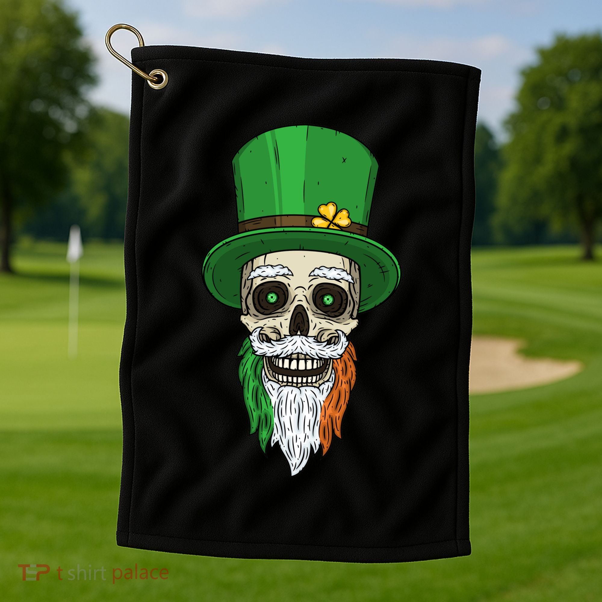 Irish Bearded Skull Golf Towel