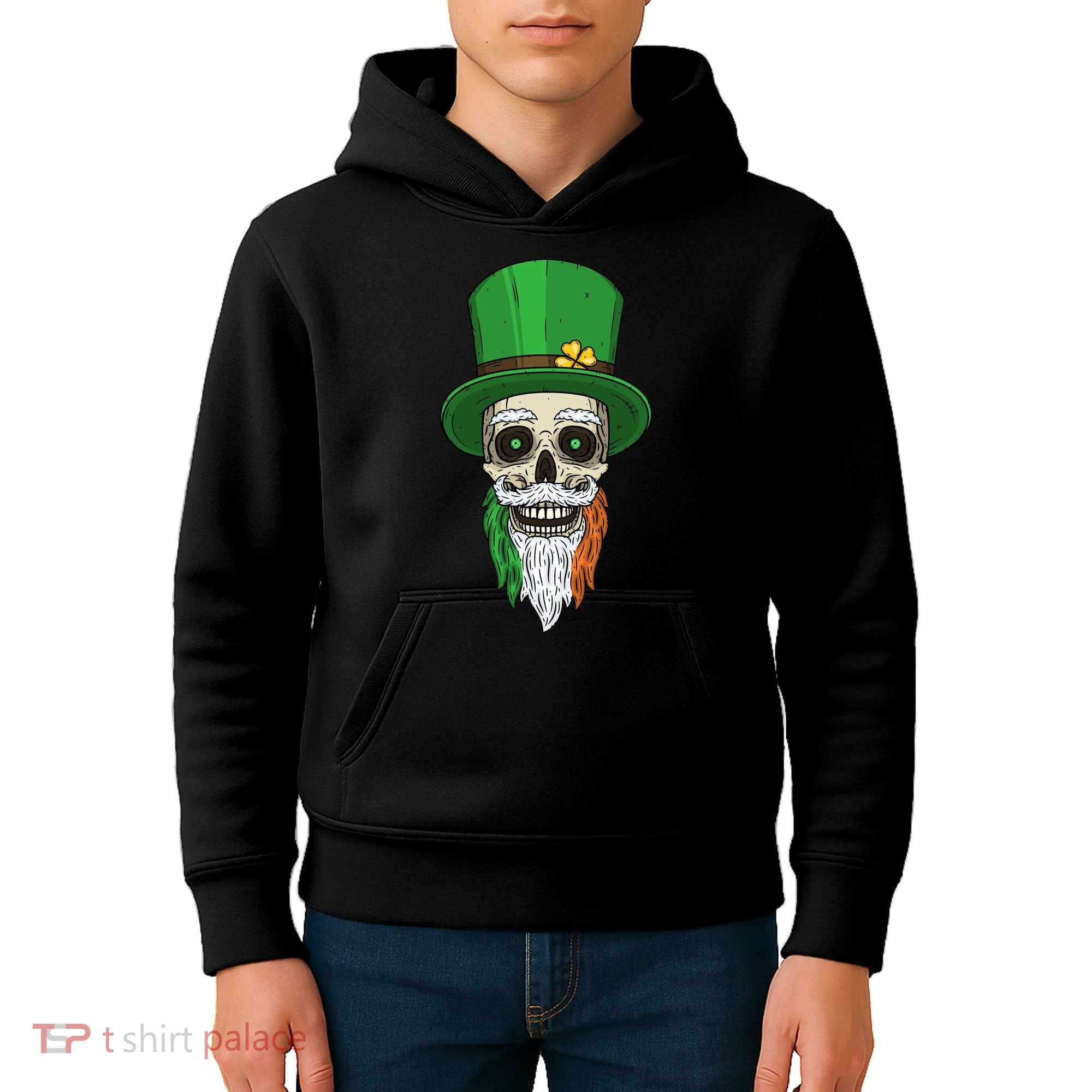 Irish Bearded Skull Kids Hoodie
