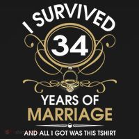 I Survived 34 Years Of Marriage 34th Wedding Anniversary Backpack thumb 2