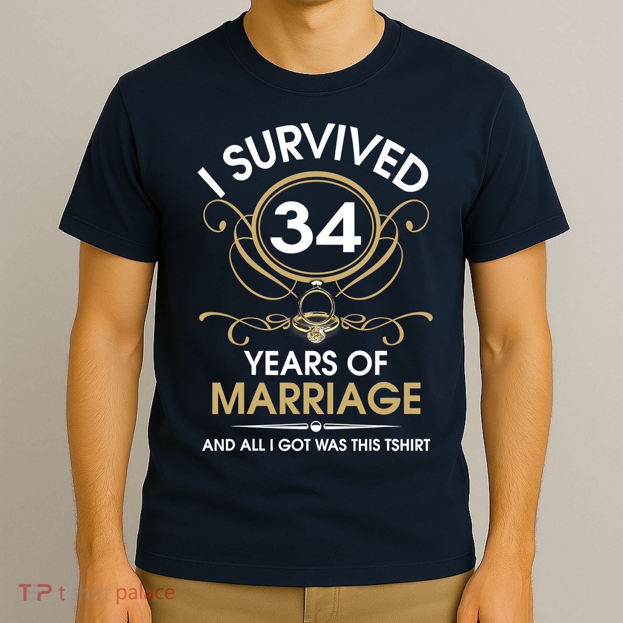 I Survived 34 Years Of Marriage 34th Wedding Anniversary T-Shirt