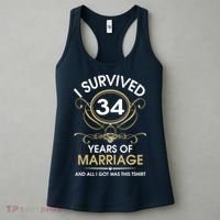 I Survived 34 Years Of Marriage 34th Wedding Anniversary Women's Tank Top thumb 3