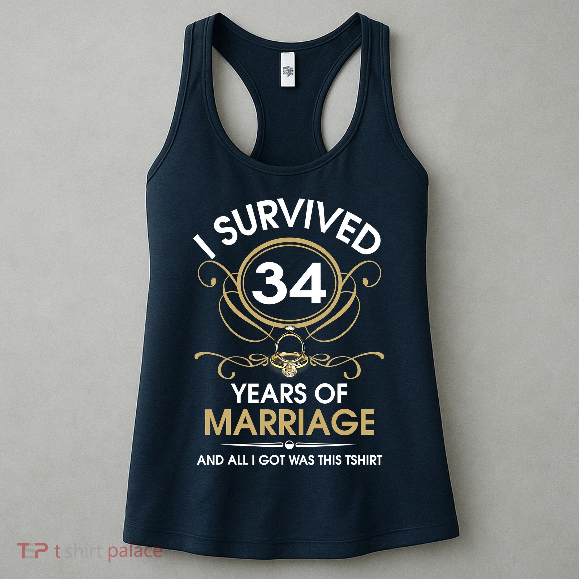 I Survived 34 Years Of Marriage 34th Wedding Anniversary Women's Tank Top
