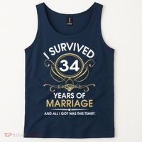 I Survived 34 Years Of Marriage 34th Wedding Anniversary Tank Top thumb 2