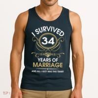I Survived 34 Years Of Marriage 34th Wedding Anniversary Tank Top thumb 3