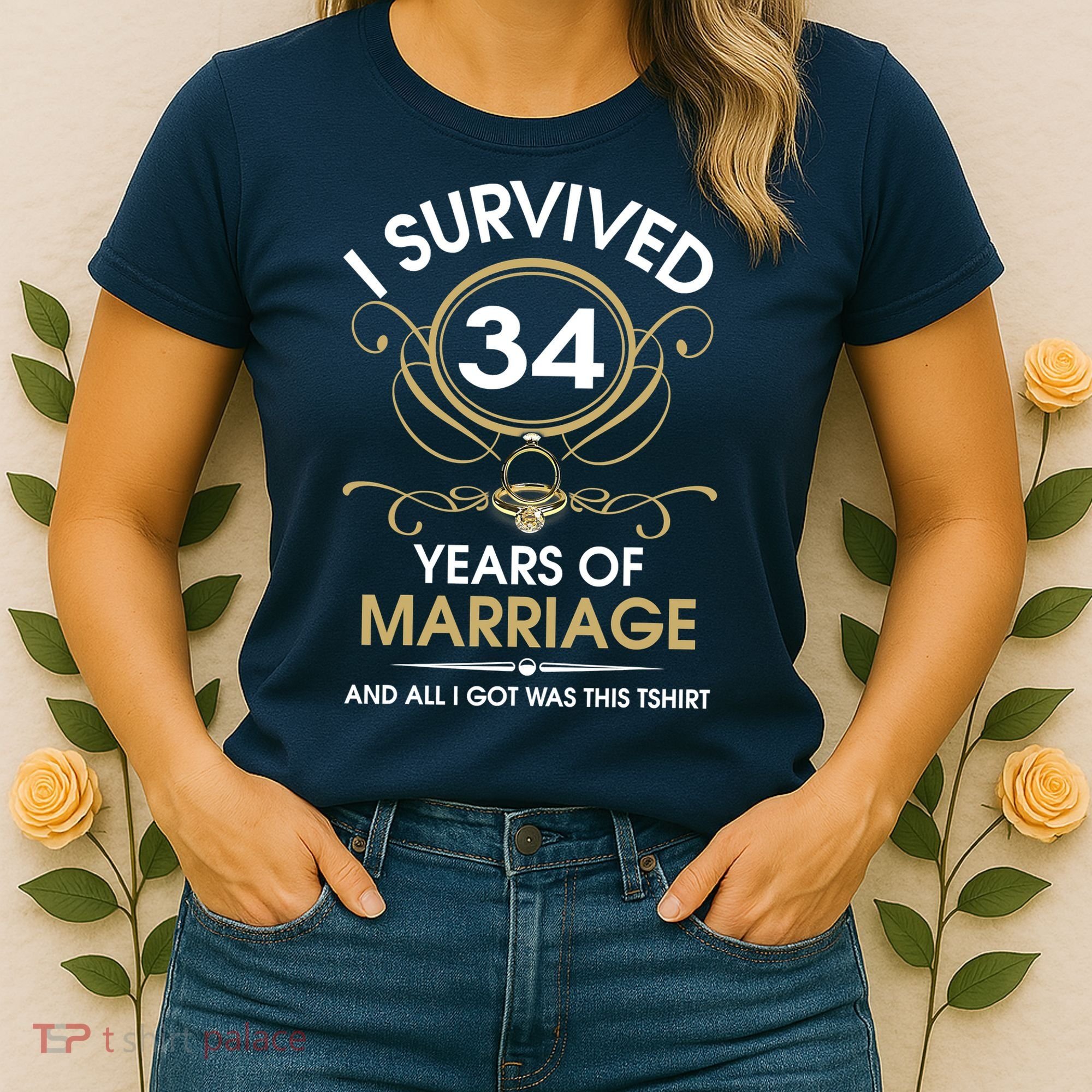 I Survived 34 Years Of Marriage 34th Wedding Anniversary Women's T-Shirt