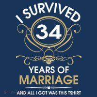 I Survived 34 Years Of Marriage 34th Wedding Anniversary Women's Tri-Blend 3/4-Sleeve Raglan Shirt thumb 4