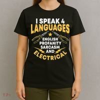 I Speak 4 Languages Electrician Electrical Technician Repair T-Shirt thumb 4