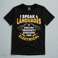 I Speak 4 Languages Electrician Electrical Technician Repair T-Shirt thumb 5