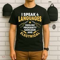 I Speak 4 Languages Electrician Electrical Technician Repair T-Shirt thumb 6