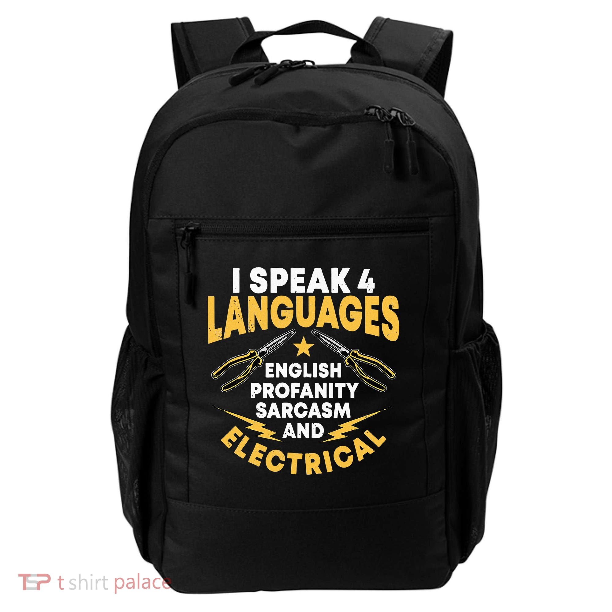 I Speak 4 Languages Electrician Electrical Technician Repair Backpack