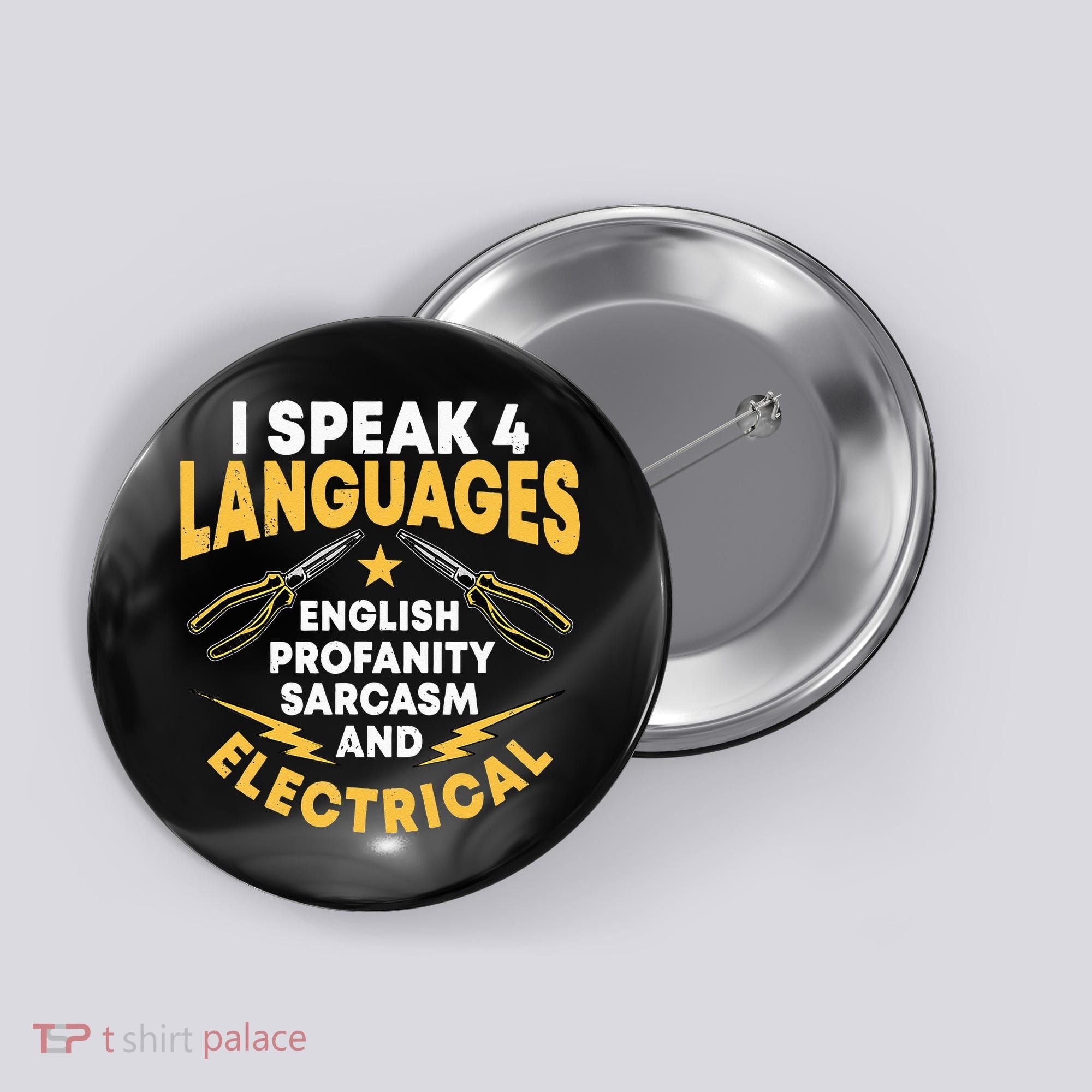 I Speak 4 Languages Electrician Electrical Technician Repair Button