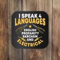 I Speak 4 Languages Electrician Electrical Technician Repair Coaster thumb 0