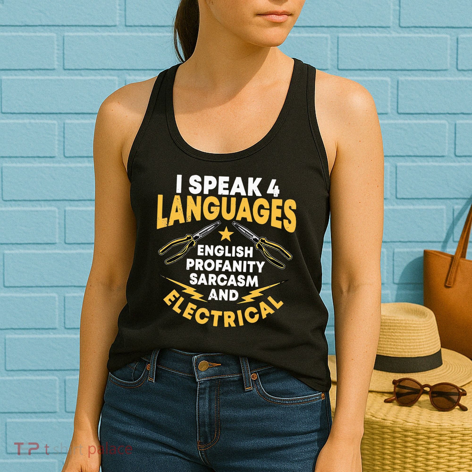 I Speak 4 Languages Electrician Electrical Technician Repair Women's Tank Top