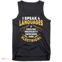 I Speak 4 Languages Electrician Electrical Technician Repair Tank Top thumb 0